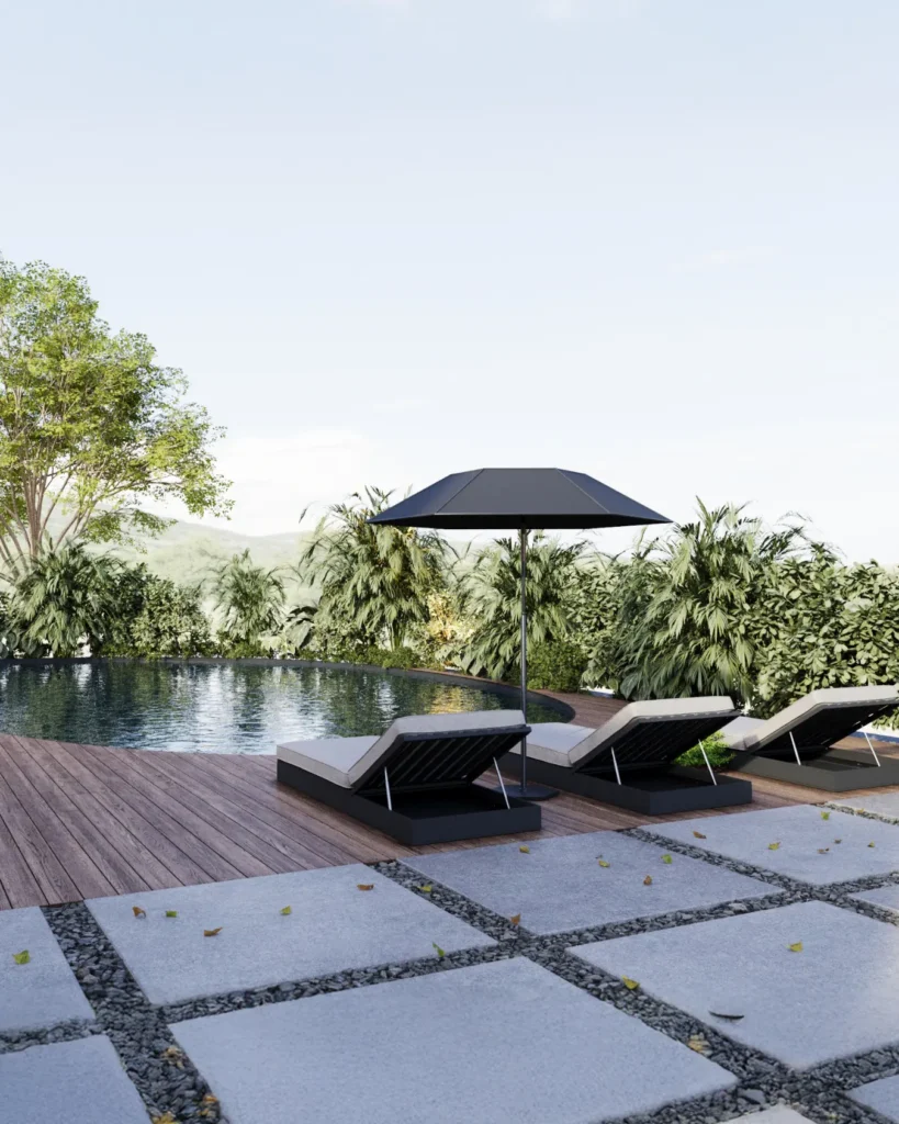 Projelerimiz Tarabya SedadKent Komple Tadilat Dekorasyon ve İç Mimarlık Havuz Render 3D çizim