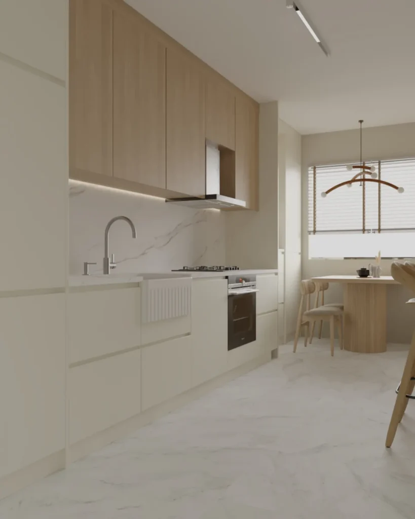Projelerimiz Avrupa Konutları Komple Tadilat Dekorasyon ve İç Mimarlık Modern Lüks Mutfak 3D çizim