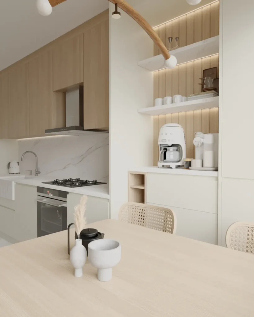 Projelerimiz Avrupa Konutları Komple Tadilat Dekorasyon ve İç Mimarlık Modern Lüks Mutfak 3D çizim