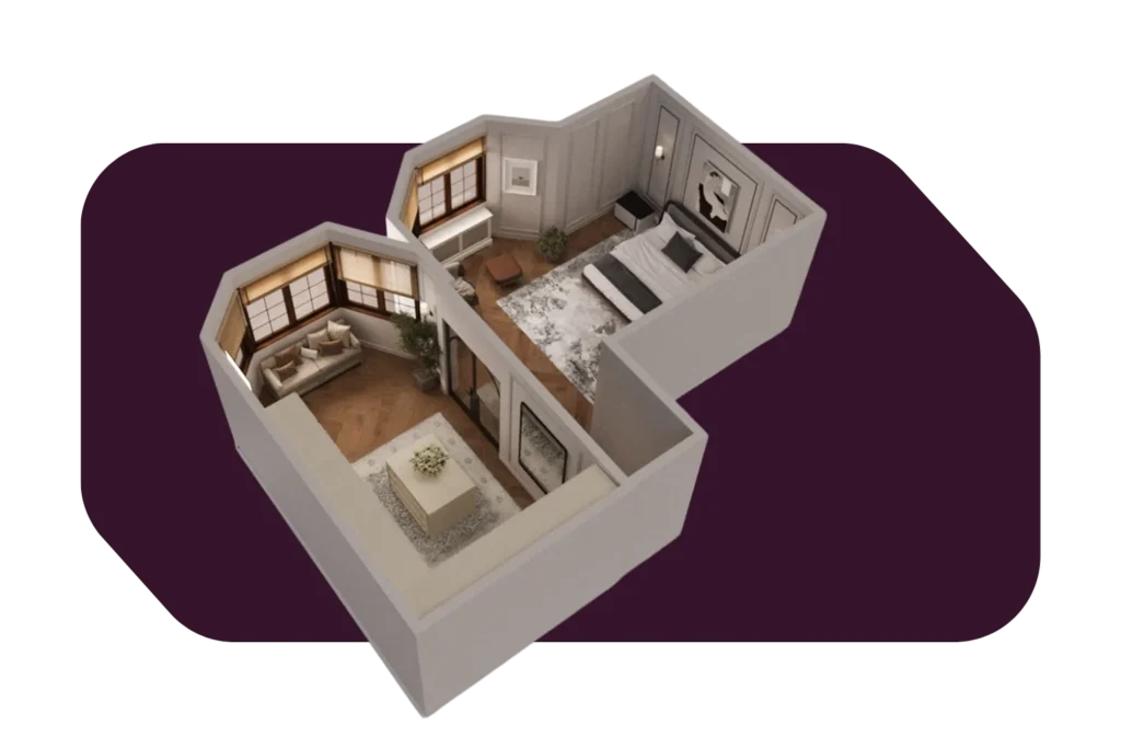 Anahtar teslim tadilat ve iç mimarlık dekorasyon 3d render çizim