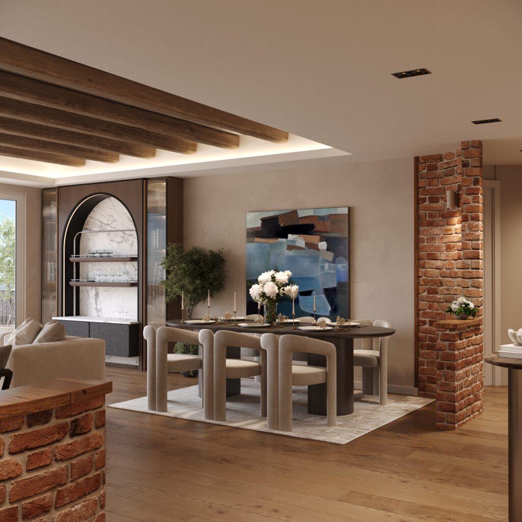Akasya Residences 4+1 Residence Dairesi Country stil İç Mimari ve Uygulama Projesi görsel 1