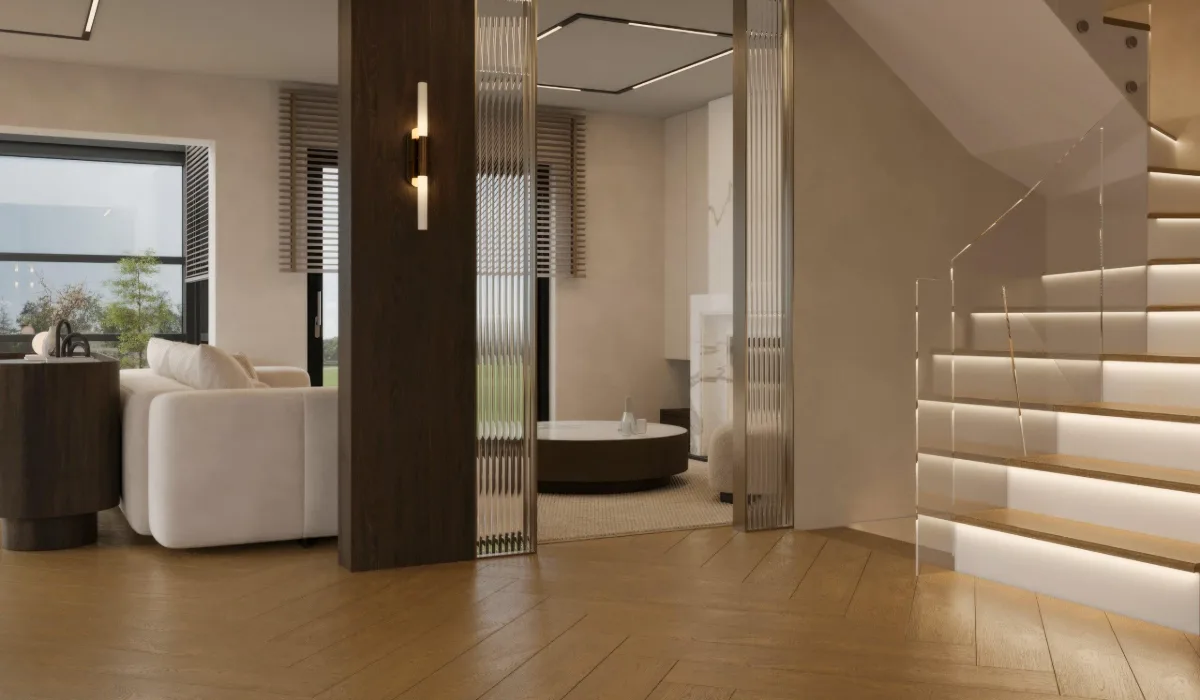Villa iç mimarlık, Arıköy villa merdiven ve salon tasarımı